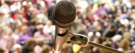 Microphone against audience.